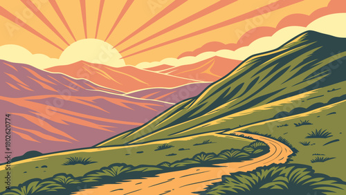 “Maui sunrise from Haleakalā crater, tropical vector”