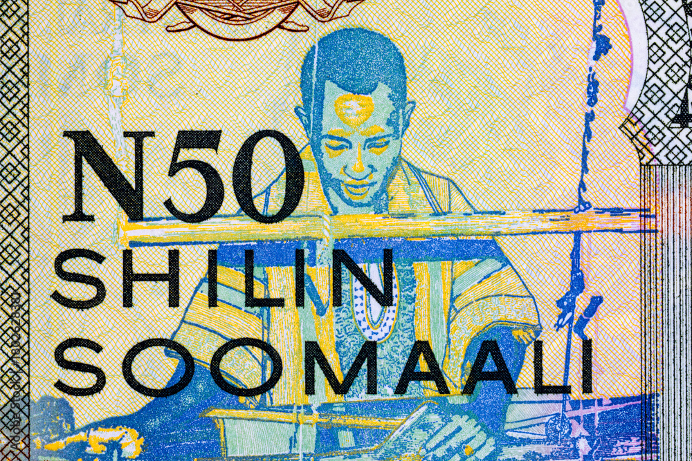 Obraz premium 50 Shilin, Somalia with the image of a weaver. Paper money of Somalia