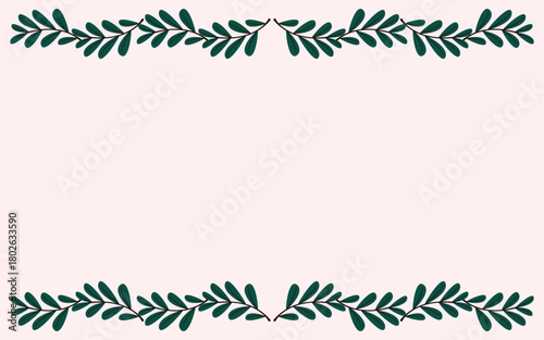 Merry Christmas banner. Christmas holly berry leaves isolated. Cute holly isolated. Vector illustration. Template.