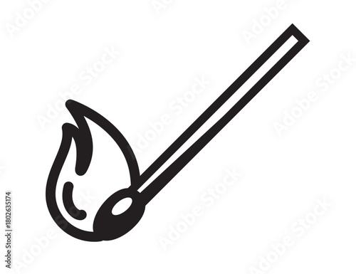 Lit Matchstick with Flame - Stock Icon