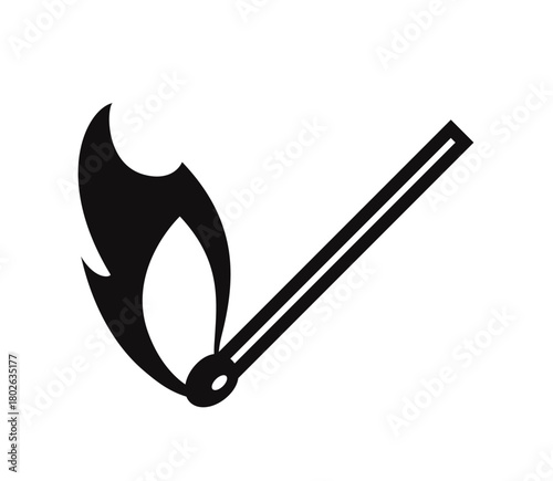 Lit Matchstick with Flame - Stock Icon