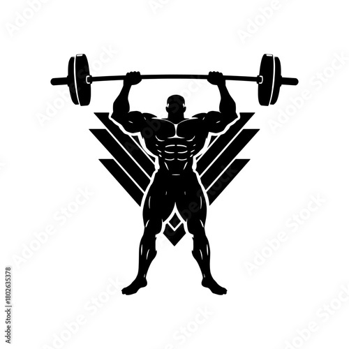 Bodybuilder lifting barbell Vector