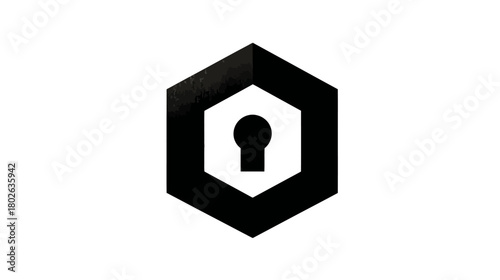 Sleek black hexagonal keyhole icon representing digital security, data protection, privacy, access, and secrets concept
