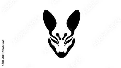 Sleek abstract fox or feline animal head. Black and white stylized vector logo icon design for branding and modern graphic illustration.