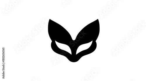 Modern minimalist black fox or wolf head silhouette vector icon. Abstract animal mask design on white background for logo and graphic use.