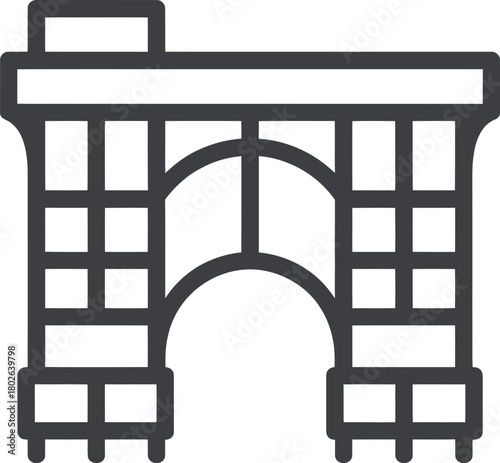 Arc de Triomphe line icon simple vector illustration of a famous landmark isolated on white background