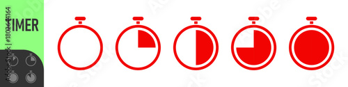 stopwatch icon set. circular timer/stopwatch icons showing time progress in segments. Perfect for loading, speed, timer, countdown, schedule, productivity, progress tracking, and modern user interface