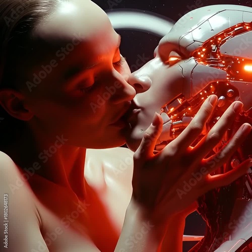 Two Robots Kissing Emotional