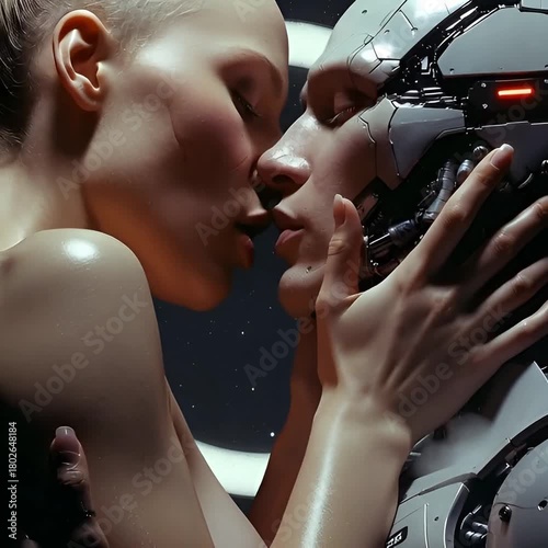 Two Robots Kissing Emotional