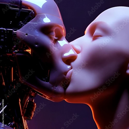 Two Robots Kissing Emotional
