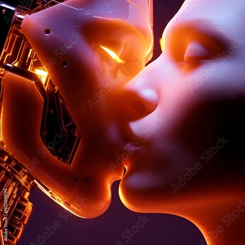 Two Robots Kissing Emotional