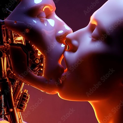 Two Robots Kissing Emotional