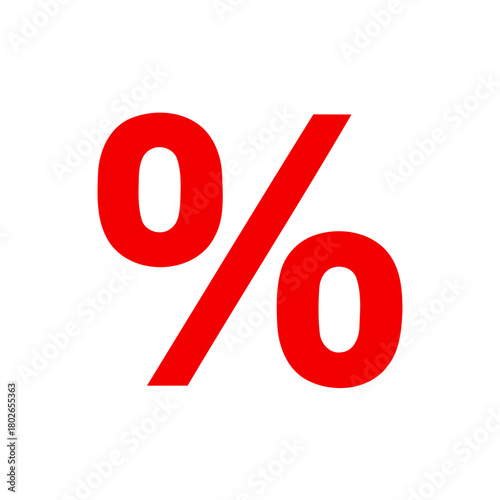 Bold Red Percentage Sign on a Plain White Background for Sales and Discounts