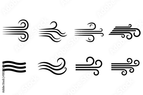 Collection of stylized wind flow icons