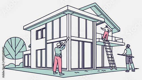 illustration of a house in the sand