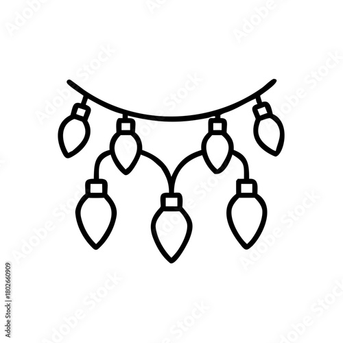 String of decorative Christmas lights in minimalist style  