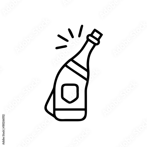 Champagne bottle popping with bubbles and celebration concept  