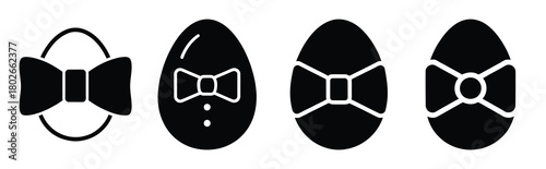 bow tie egg Easter silhouette art, black color and white background