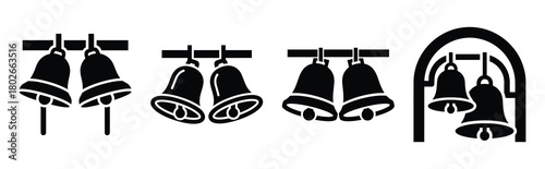 church bells Easter silhouette art, black color and white background