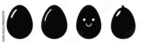 cute egg Easter silhouette art, black color and white background