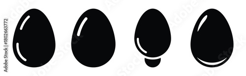 egg badge Easter silhouette art, black color and white background