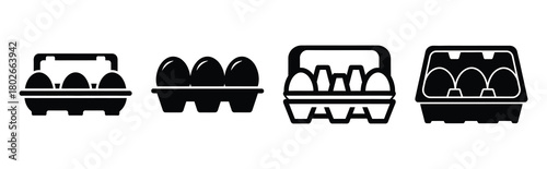 egg box Easter silhouette art, black color and white background