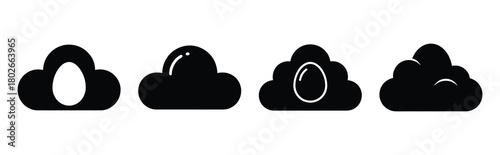 egg cloud Easter silhouette art, black color and white background