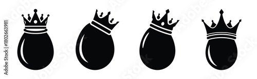 egg crown Easter silhouette art, black color and white background