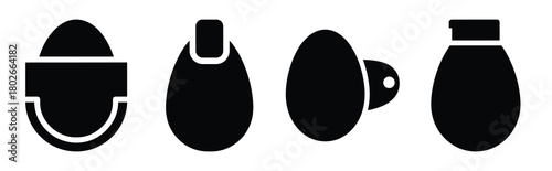 egg label Easter silhouette art, black color and white background