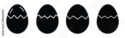 egg shell Easter silhouette art, black color and white background