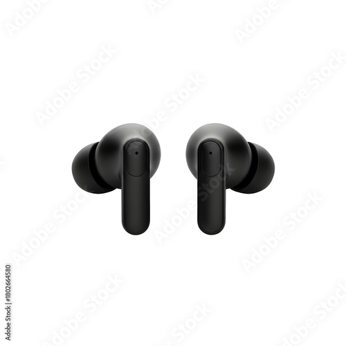 Isolated black wireless earbuds