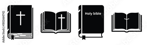 holy bible Easter silhouette art, black color and white background