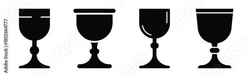 holy chalice Easter silhouette art, black color and white background