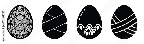 lace egg Easter silhouette art, black color and white background
