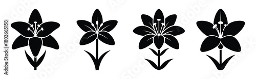 lily Easter silhouette art, black color and white background