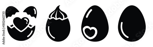 sweet egg Easter silhouette art, black color and white background