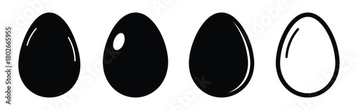 vintage egg Easter silhouette art, black color and white background