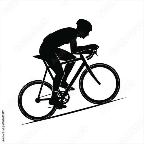 Dynamic Cyclist Silhouette Sports Fitness Rider Vector