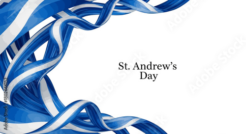 Celebrate St Andrew's Day with this elegant blue and white ribbon design, perfect for banners, social media, and festive promotions this November