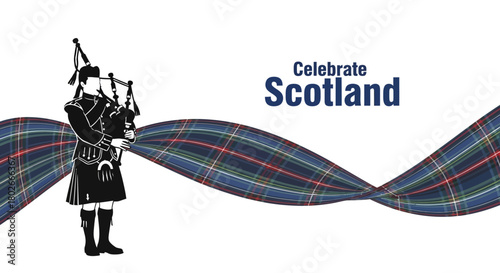 Celebrate Scotland with traditional bagpipes and flowing tartan, perfect for Scottish heritage events, cultural festivals, and patriotic celebrations that honor Scottish roots