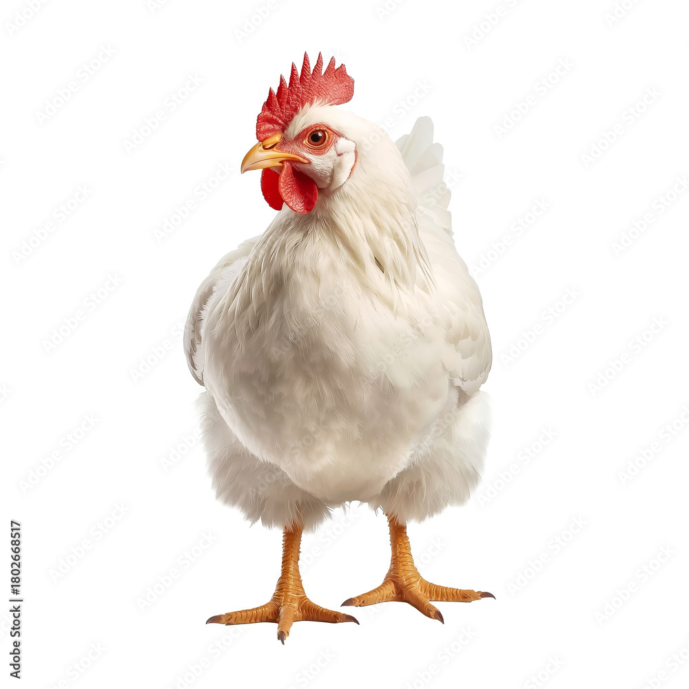 Fototapeta premium Domestic hen with a vibrant red comb standing proudly