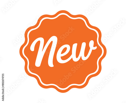 A bright orange scalloped badge with the word 'New' in white script announces a product or service is newly available.