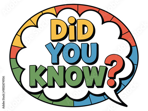 A colorful speech bubble with the text "Did You Know?" written in bold, playful letters, encouraging curiosity and learning.
