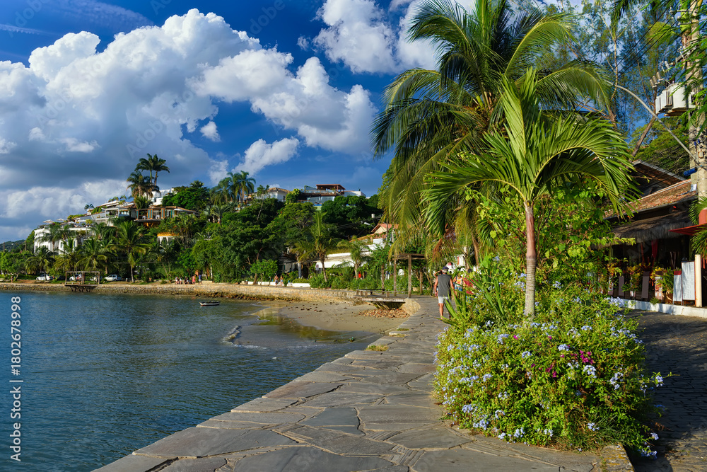 Fototapeta premium Seafront in Armacao dos Buzios, Rio de Janeiro, Brazil. Cityscape of Buzios.