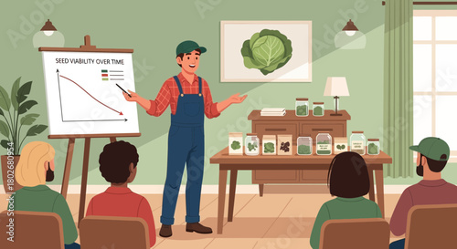 Farmer's informative talk on seed viability and preservation techniques demonstration