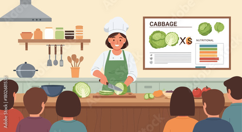 Interactive cooking class focused on cabbage preparation and nutritional benefits