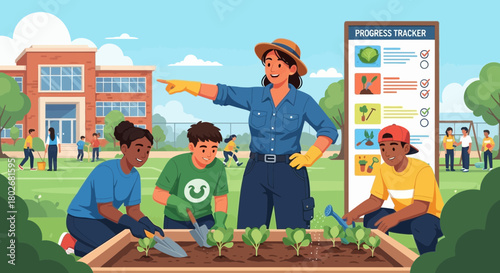 Educational school garden project cultivating collaborative learning environments