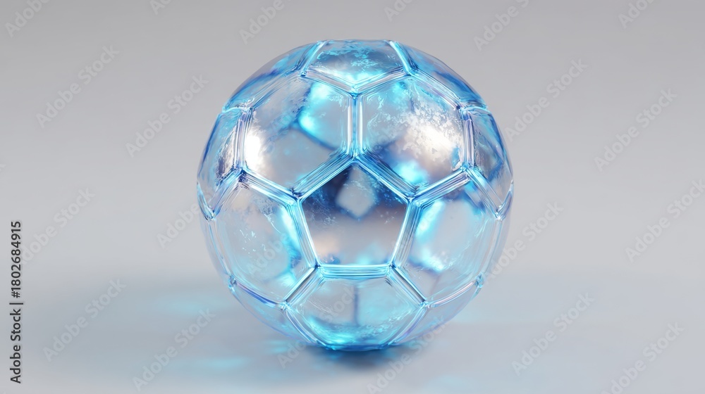 Naklejka premium 3D Hologram Soccer Ball: Great for sports, tech, games, or future designs.