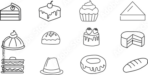 Dessert and bakery icon set