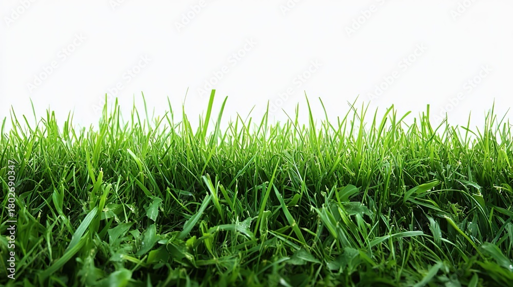 Fototapeta premium Fresh Green Grass on White Background for Design and Layout